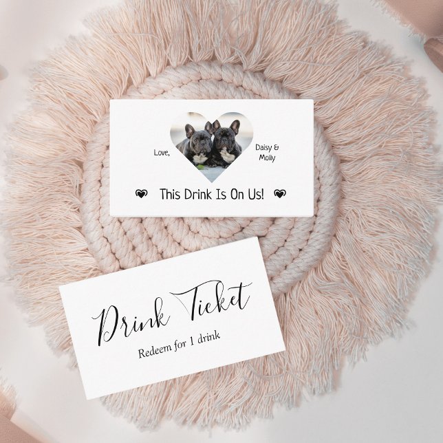 Cute Personalised Dog Photo Wedding Drink Ticket Enclosure Card (Creator Uploaded)