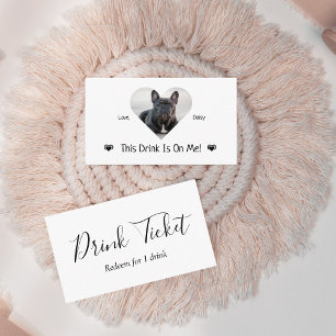 Cute Personalised Dog Photo Wedding Drink Ticket Enclosure Card