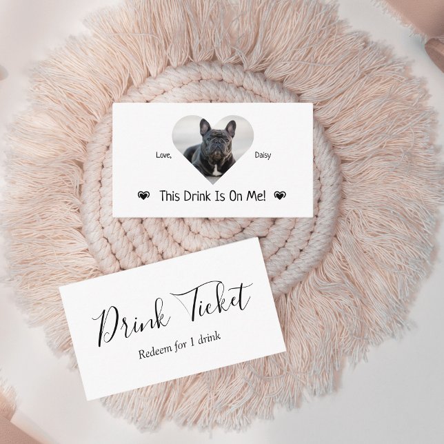 Cute Personalised Dog Photo Wedding Drink Ticket Enclosure Card (Creator Uploaded)