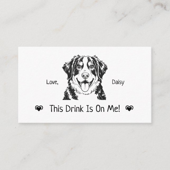 Cute Personalised Dog Wedding Drink Ticket Enclosure Card (Front)