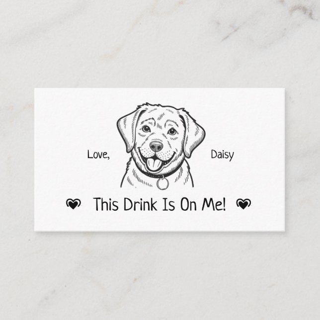 Cute Personalised Dog Wedding Drink Ticket Enclosure Card (Front)