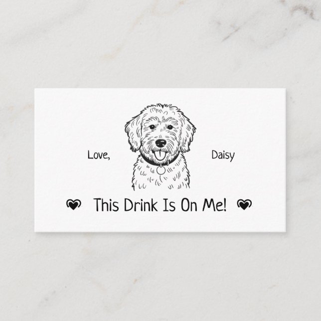 Cute Personalised Dog Wedding Drink Ticket Enclosure Card (Front)