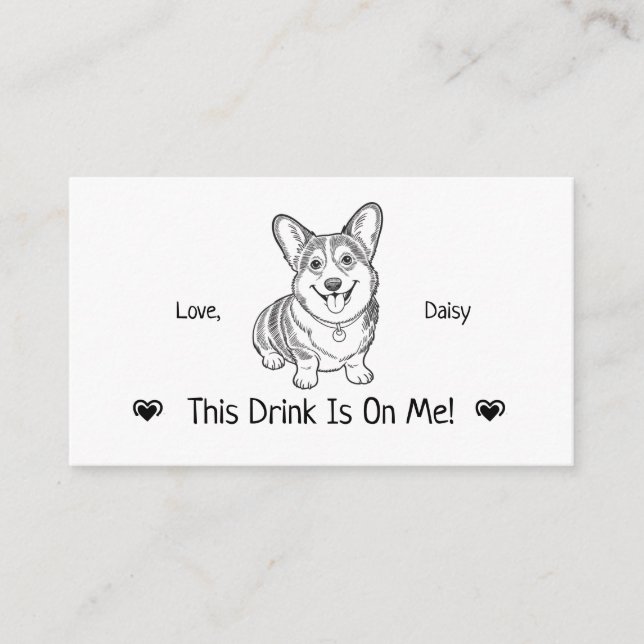 Cute Personalised Dog Wedding Drink Ticket Enclosure Card (Front)