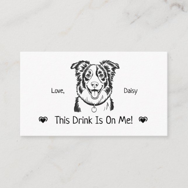 Cute Personalised Dog Wedding Drink Ticket Enclosure Card (Front)