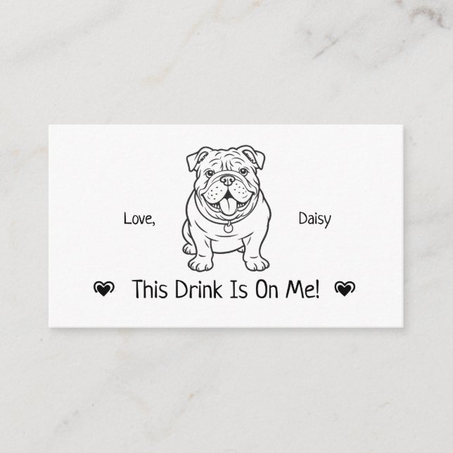 Cute Personalised Dog Wedding Drink Ticket Enclosure Card (Front)