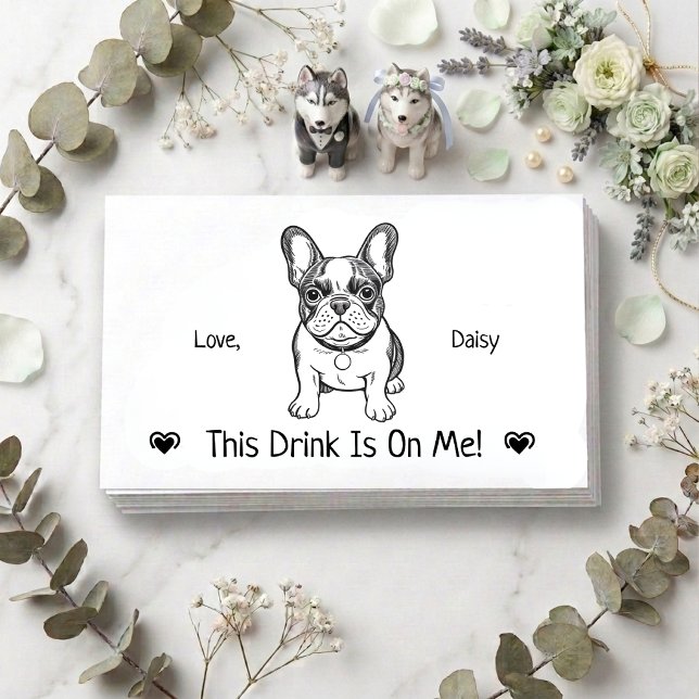 Cute Personalised Dog Wedding Drink Ticket Enclosure Card (Creator Uploaded)