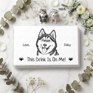 Cute Personalised Dog Wedding Drink Ticket Enclosure Card