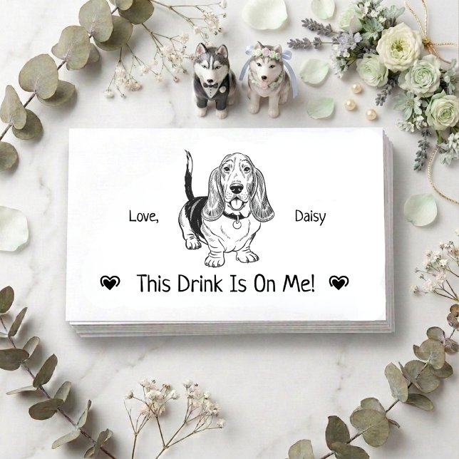 Cute Personalised Dog Wedding Drink Ticket Enclosure Card (Creator Uploaded)