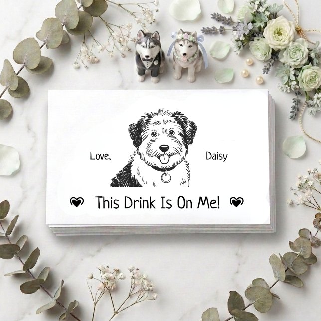 Cute Personalised Dog Wedding Drink Ticket Enclosure Card (Creator Uploaded)