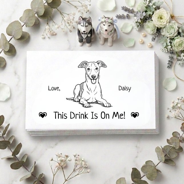 Cute Personalised Dog Wedding Drink Ticket Enclosure Card (Creator Uploaded)