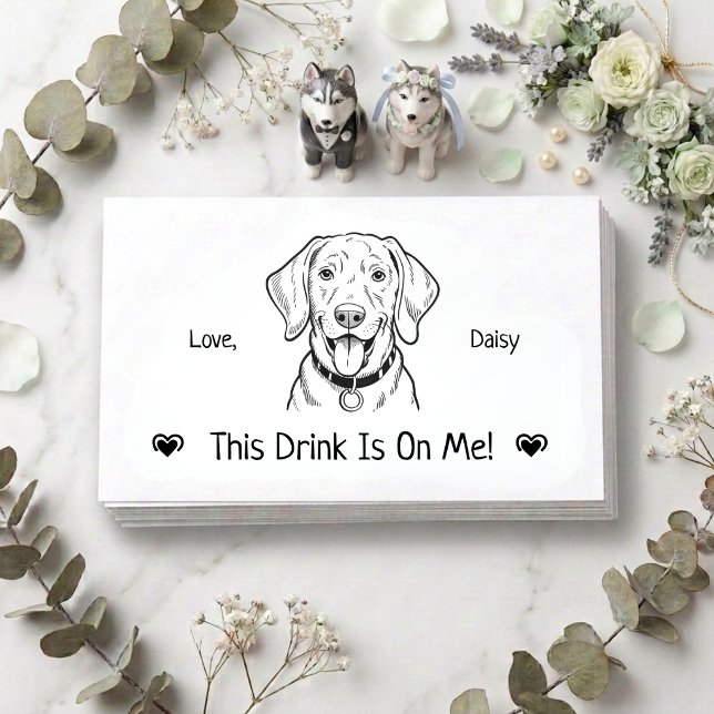 Cute Personalised Dog Wedding Drink Ticket Enclosure Card (Creator Uploaded)