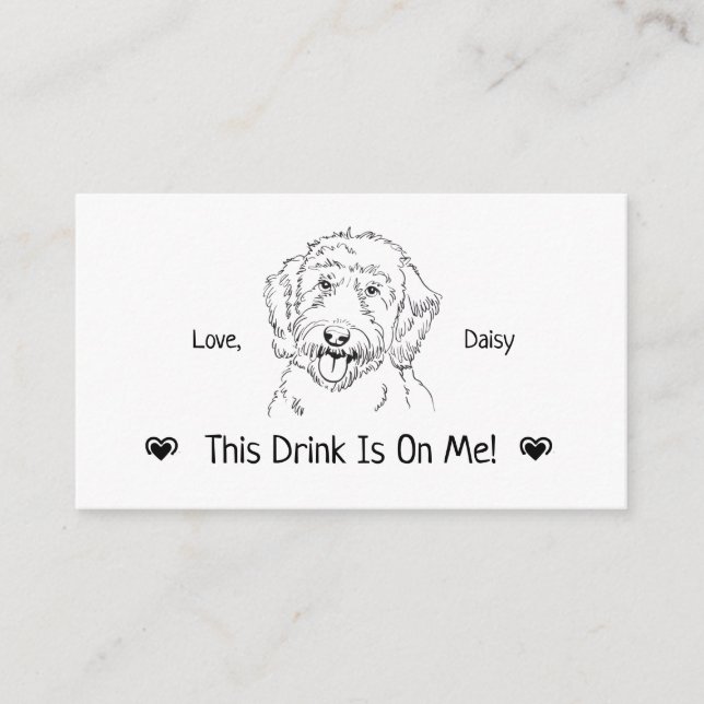 Cute Personalised Dog Wedding Drink Ticket Enclosure Card (Front)