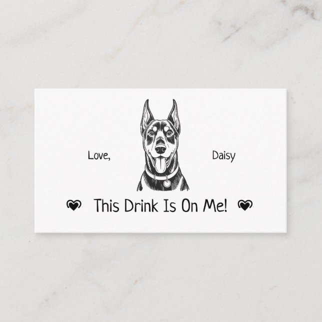 Cute Personalised Dog Wedding Drink Ticket Enclosure Card (Front)