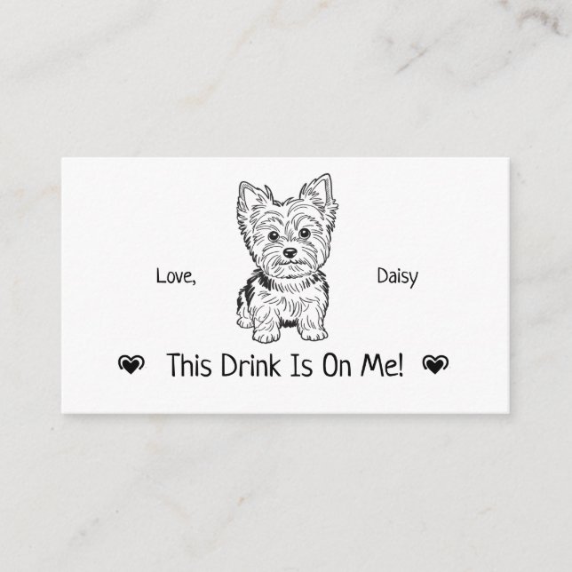 Cute Personalised Dog Wedding Drink Ticket Enclosure Card (Front)