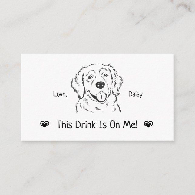 Cute Personalised Dog Wedding Drink Ticket Enclosure Card (Front)