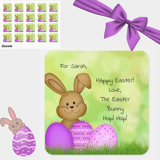Cute Personalised Easter Bunny to Kids Sticker (Personalize these cute Easter Bunny to kids stickers for a magical holiday touch!)