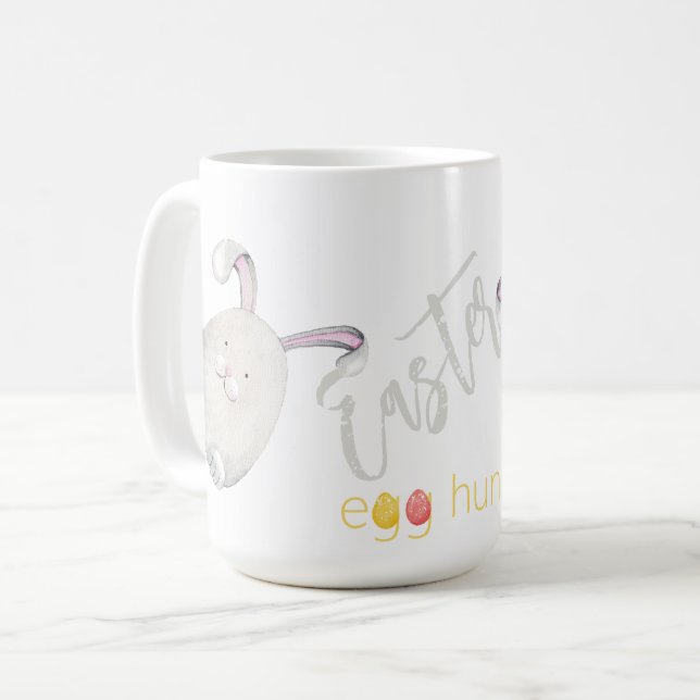 Cute Personalised Easter Egg Hunt Illustration Coffee Mug (Front Left)