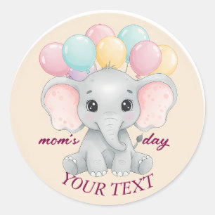 Cute Personalised Elephant Classic Round Sticker