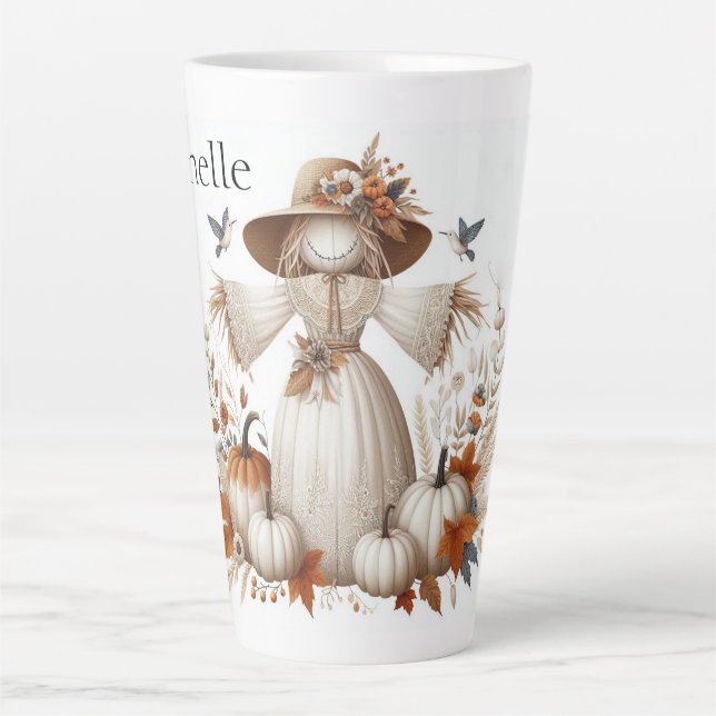 Cute Personalised Faceless Scarecrow Latte Mug (Front)