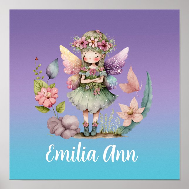 Cute personalised fairy poster print (Front)