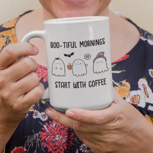 Cute Personalised Fall Halloween Ghosts Two-Tone Coffee Mug