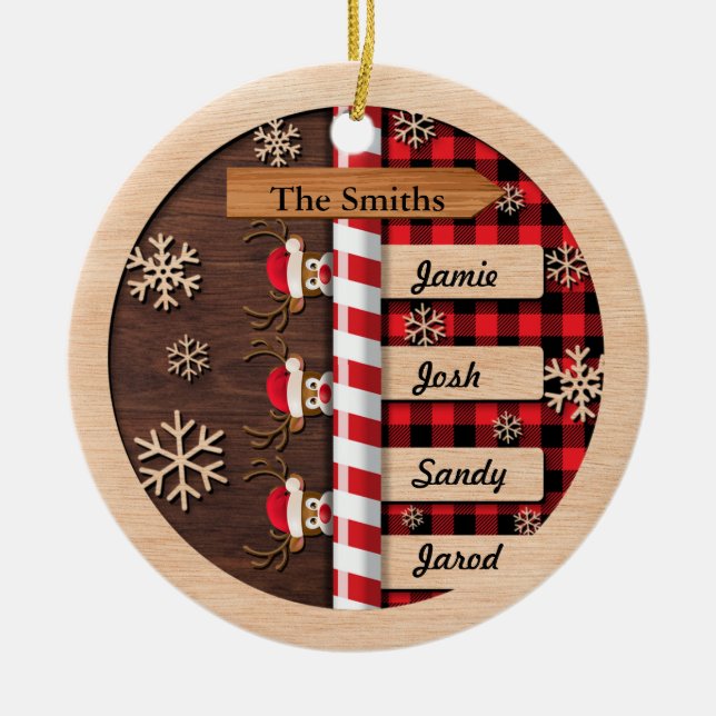 Cute Personalised Family Christmas Ornament (Front)