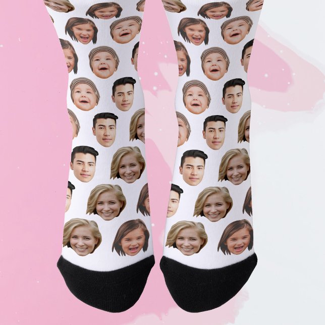 Cute Personalised Family Face 4 Photos Socks (Creator Uploaded)