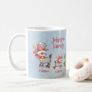 Cute Personalised Family of 4 Reindeer Christmas Coffee Mug