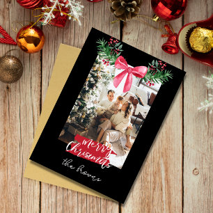 Cute personalised family photo garland christmas holiday card