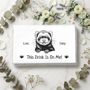 Cute Personalised Ferret Wedding Drink Ticket Enclosure Card