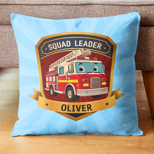 Cute Personalised Firefighter Badge Personalised Cushion (Creator Uploaded)