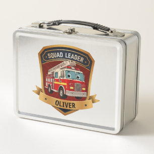 Cute Personalised Firefighter Badge Personalised Metal Lunch Box