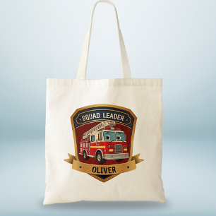 Cute Personalised Firefighter Badge Tote Bag