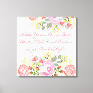 Cute personalised floral canvas print