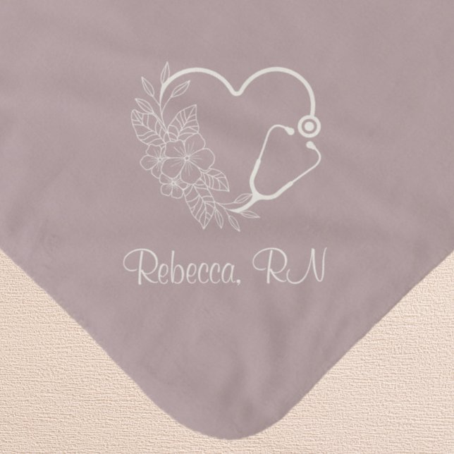 Cute Personalised Floral Stethoscope Nurse Sherpa Blanket (Cute floral stethoscope Personalized Custom name nurse doctor blanket gift feminine present cozy)