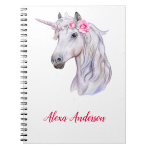 Cute Personalised Floral Unicorn Notebook
