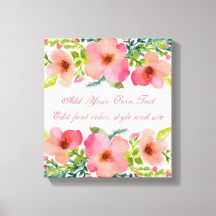 Cute personalised floral watercolor canvas print