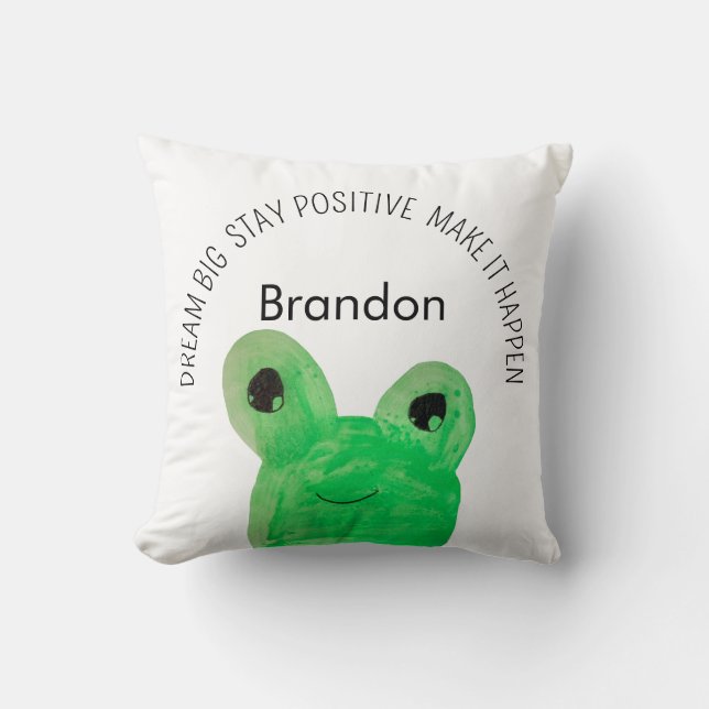 Cute Personalised frog inspirational quote  Cushion (Front)