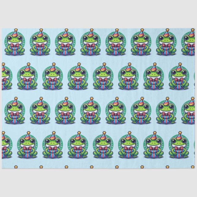 Cute Personalised Frog Themed Birthday Tissue Paper (Front)