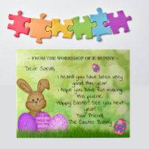 Cute Personalised "From Easter Bunny" Note to Kids