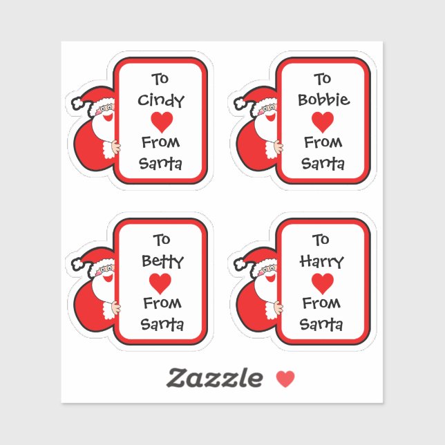 Cute Personalised From Santa Stickers (Sheet)