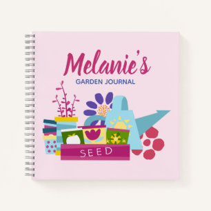 Cute Personalised Gardening Journal Pink