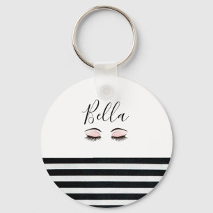 Cute Personalised Girls Eyelashes Key Ring