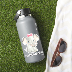 Cute Personalised Girls Name Elephant Water Bottle