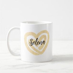 Cute Personalised Gold Swirl Heart Coffee Mug