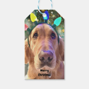 Cute Personalised Golden Retriever Dog Christmas  Gift Tags
