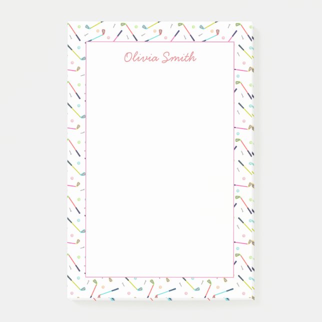 Cute Personalised Golf Pattern Women Post-it Notes (Front)