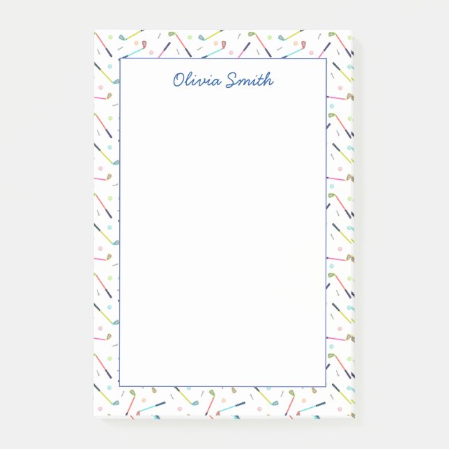 Cute Personalised Golf Pattern Women Post-it Notes (Front)