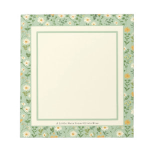 Cute Personalised Green Floral Botanical Note List
