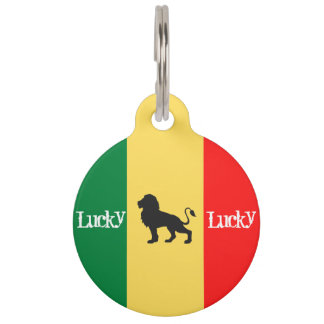 Cute Personalised Green Yellow Red Rasta Reggae Pet Tag